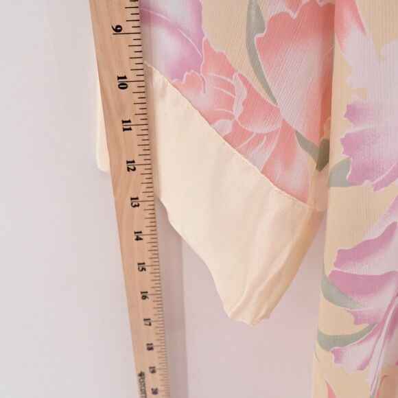 Vtg VICTORIAS SECRET Robe Womens Size OS Gold Label Cream Floral Satin Deadstock - Picture 12 of 13